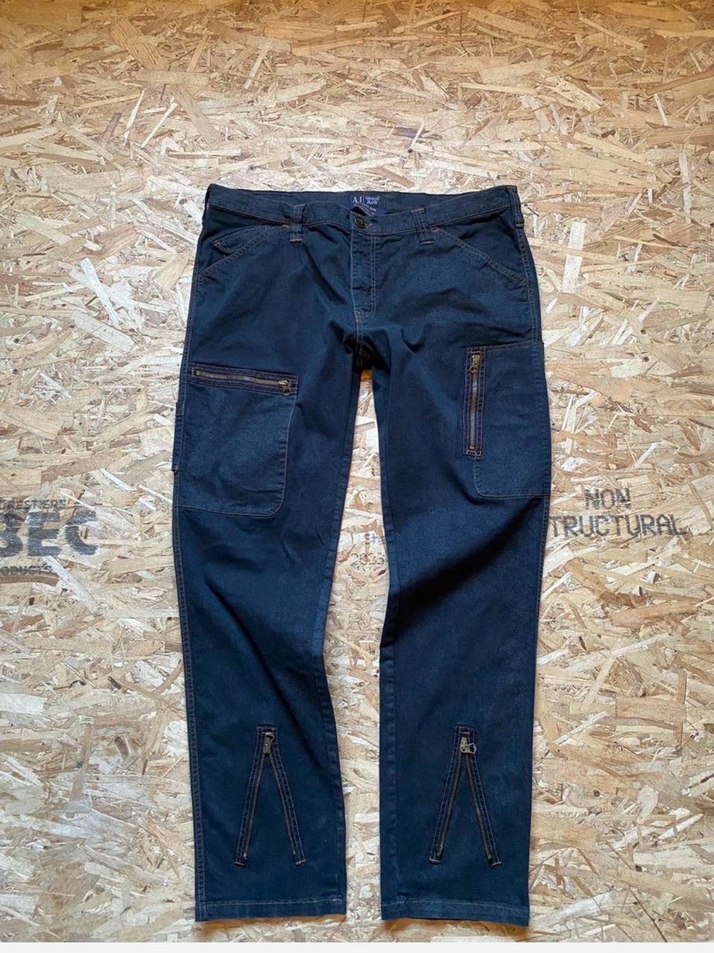 Armani Jeans Black Cargo Jeans with Zip Details